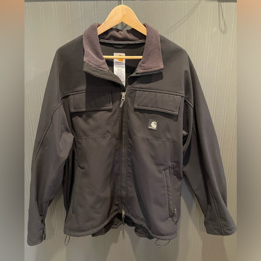 Men’s Carhartt jacket coat size Large pockets activewear utility winter black